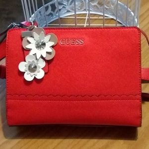 Guess handbag crossbody red flower tassels